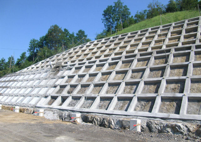 鉄筋挿入工を併用した吹付枠工 施工例